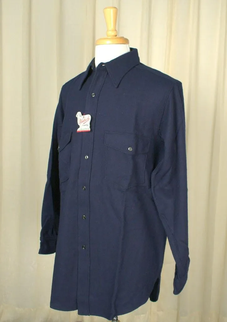 1950s Navy Blue Wool Shirt