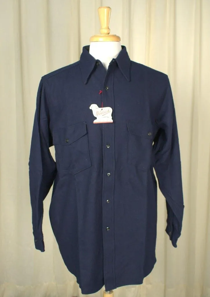 1950s Navy Blue Wool Shirt