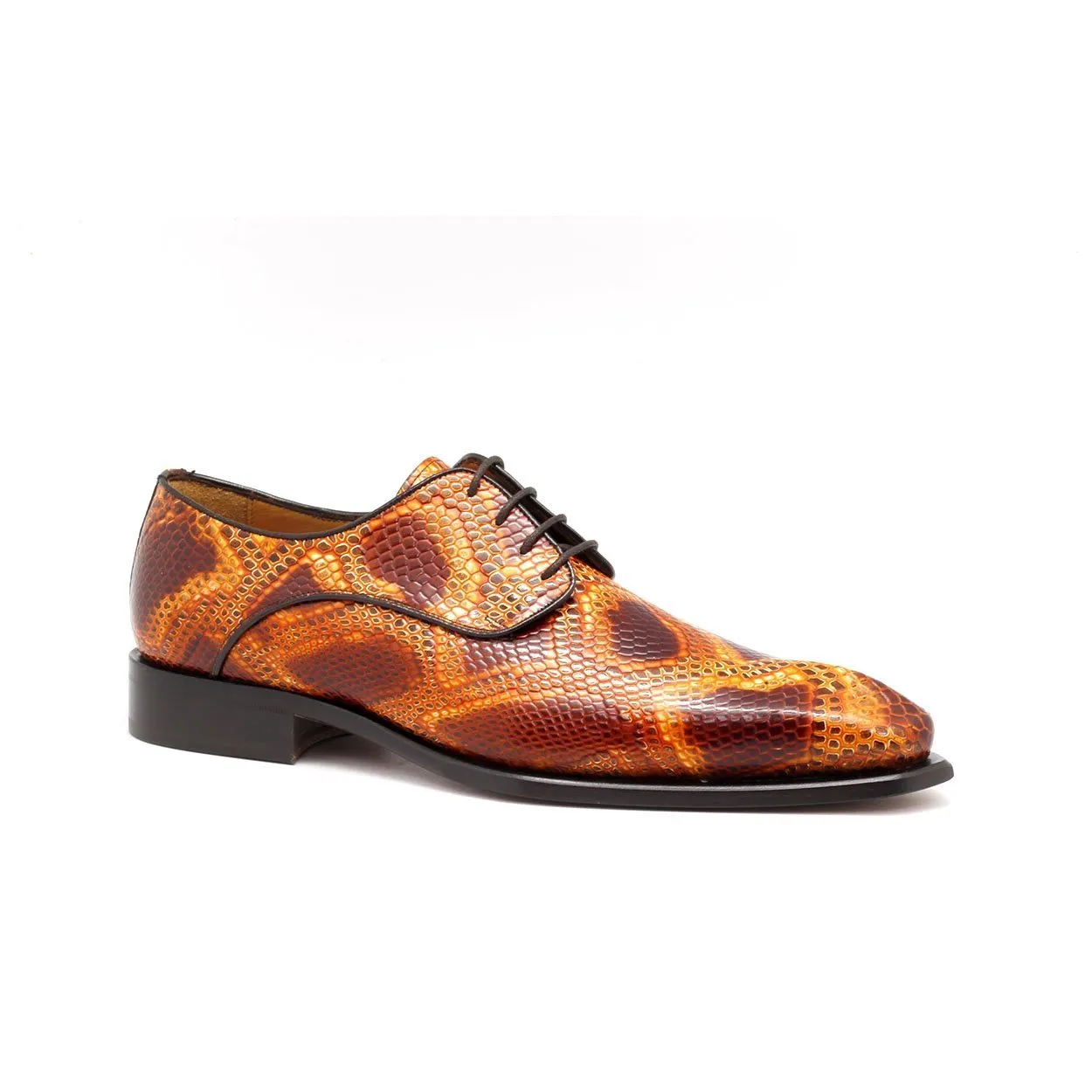 Ambrogio 40424-A147 Men's Shoes Orange Snake Print / Calf-Skin Leather Derby Oxfords (AMBX1016)