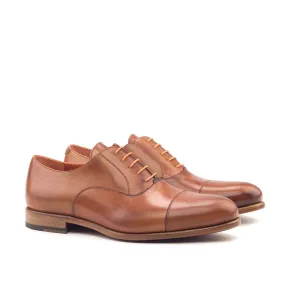 Handcrafted Ambrogio Mens Wingtip Oxfords in Cognac Calf-Skin Leather (AMB1888)