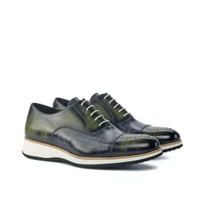 Ambrogio Bespoke Custom Men's Shoes Gray & Khaki Patina Leather Oxfords (AMB1941)