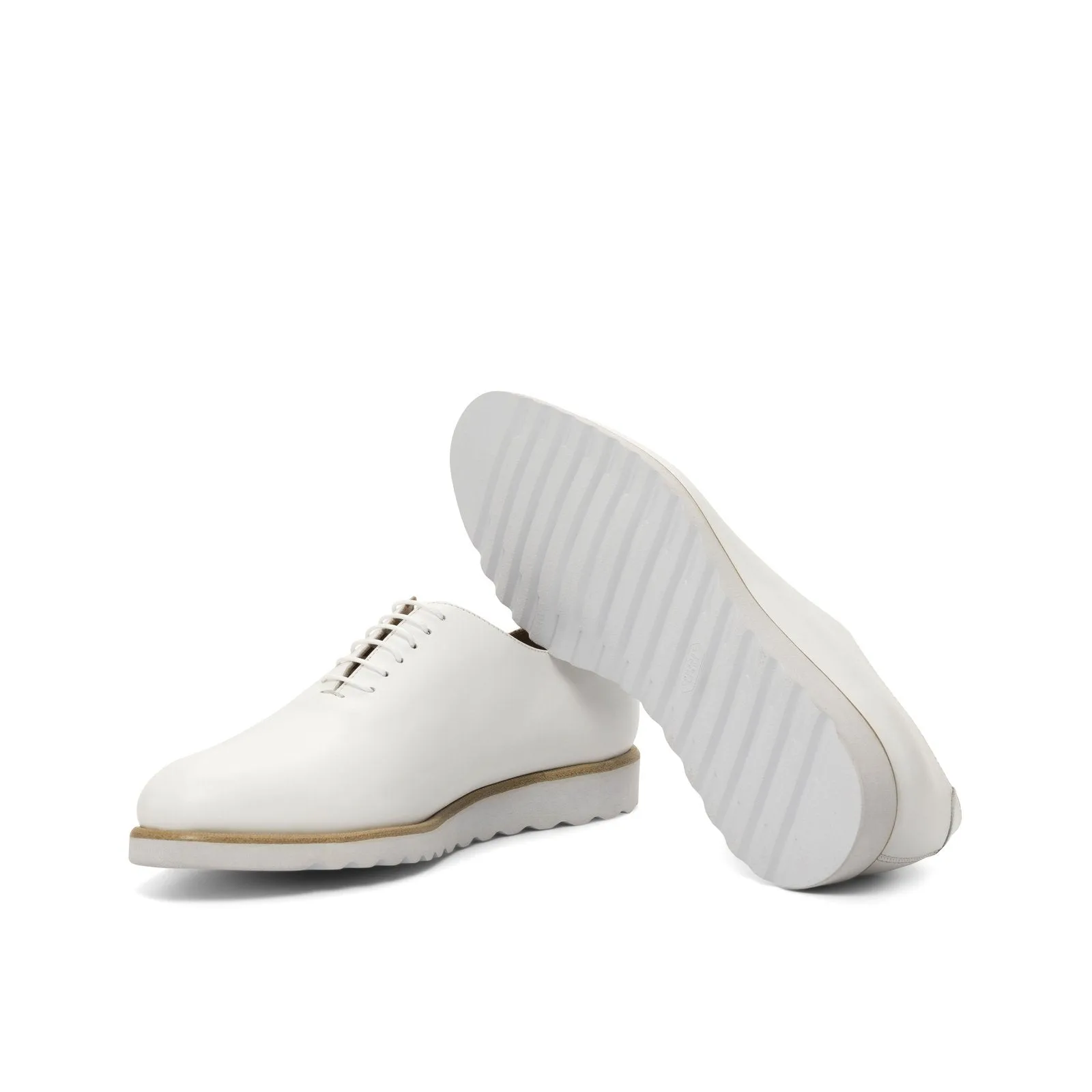 Ambrogio Bespoke Custom Men's Shoes White Box Calf-Skin Leather Wholecut Oxfords (AMB2176)