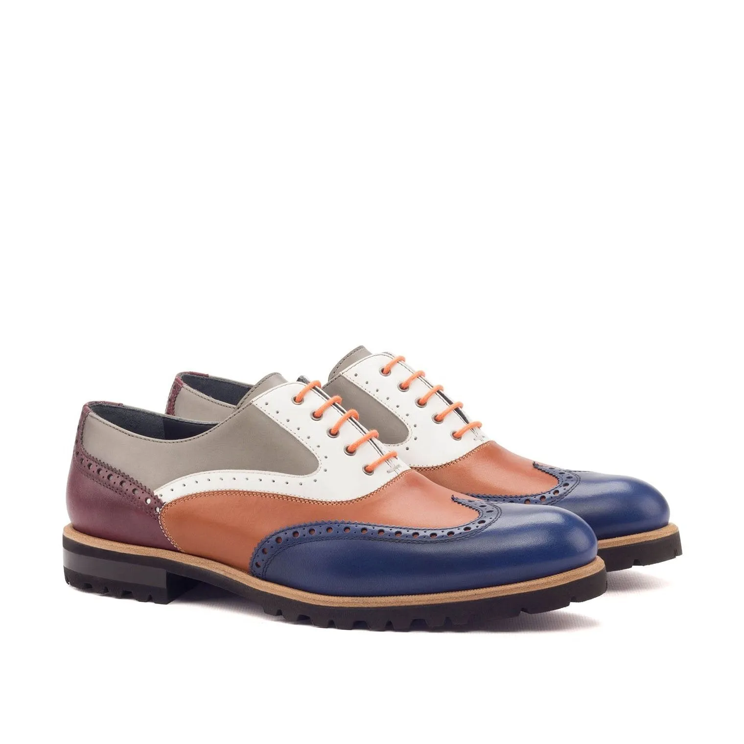 Ambrogio Bespoke Custom Women's Custom Made Shoes Multi-Color Calf-Skin Leather Wingtip Oxfords (AMBW1079)