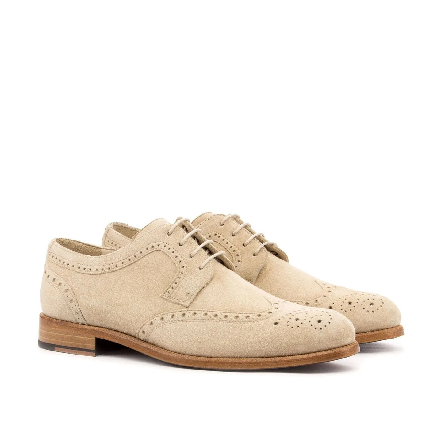 Ambrogio Bespoke Custom Women's Custom Made Shoes Taupe Suede Leather Derby Oxfords (AMBW1014)