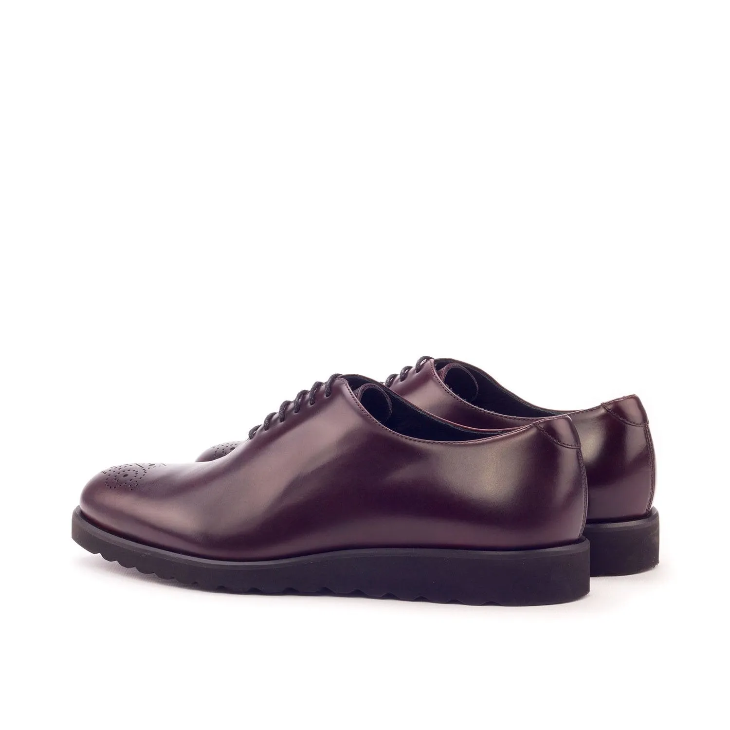 Ambrogio Bespoke Men's Handmade Custom Made Shoes Burgundy Polished Calf-Skin Leather Oxfords (AMB1304)