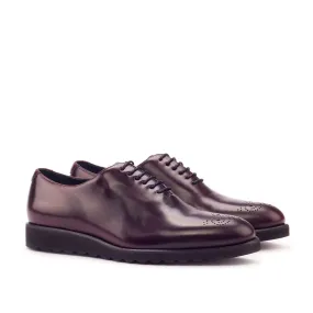 Ambrogio Bespoke Men's Handmade Custom Made Shoes Burgundy Polished Calf-Skin Leather Oxfords (AMB1304)