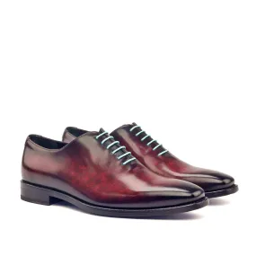 Ambrogio Bespoke Men's Handmade Custom Made Shoes Gray & Burgundy Patina Leather Dress Oxfords (AMB1294)