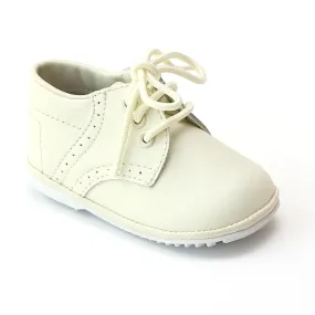 Angel Baby Boys Ecru Cream Leather Dress Lace Up Oxfords