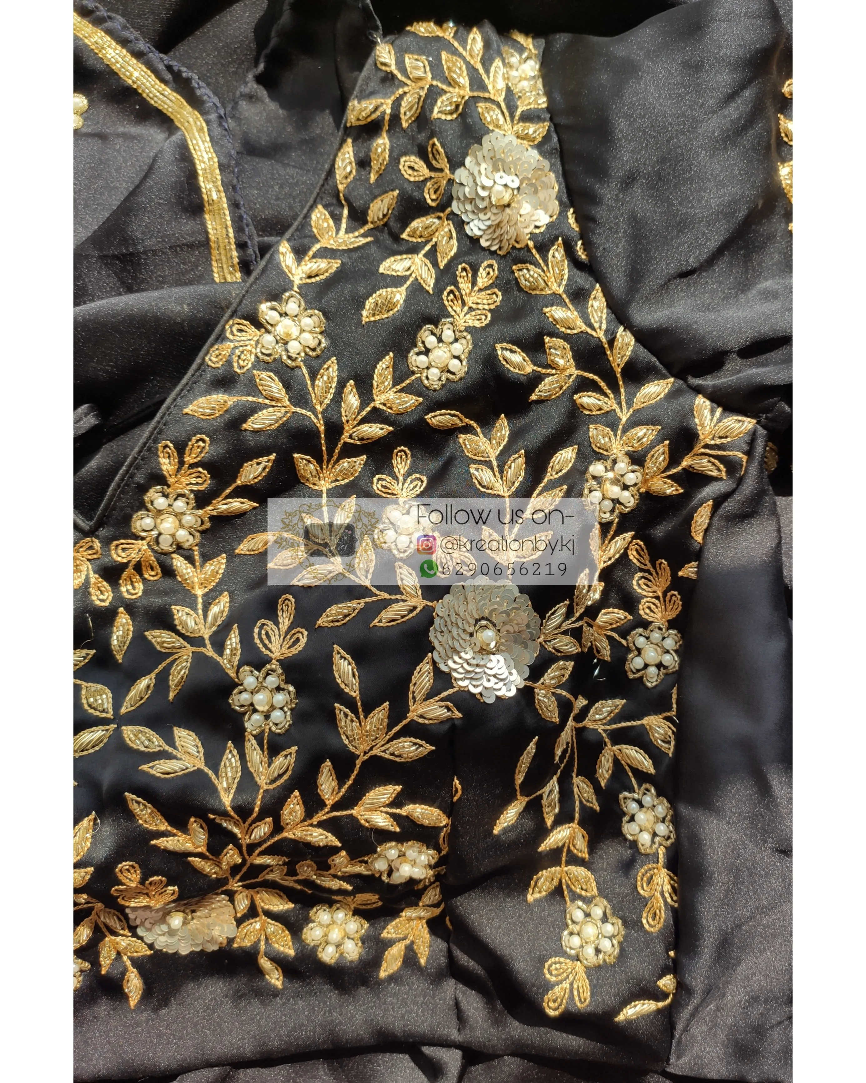 Black Zardosi Embroidered Blouse Piece