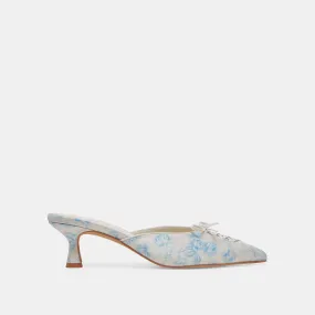 CAMILE HEELS BLUE FLORAL FABRIC