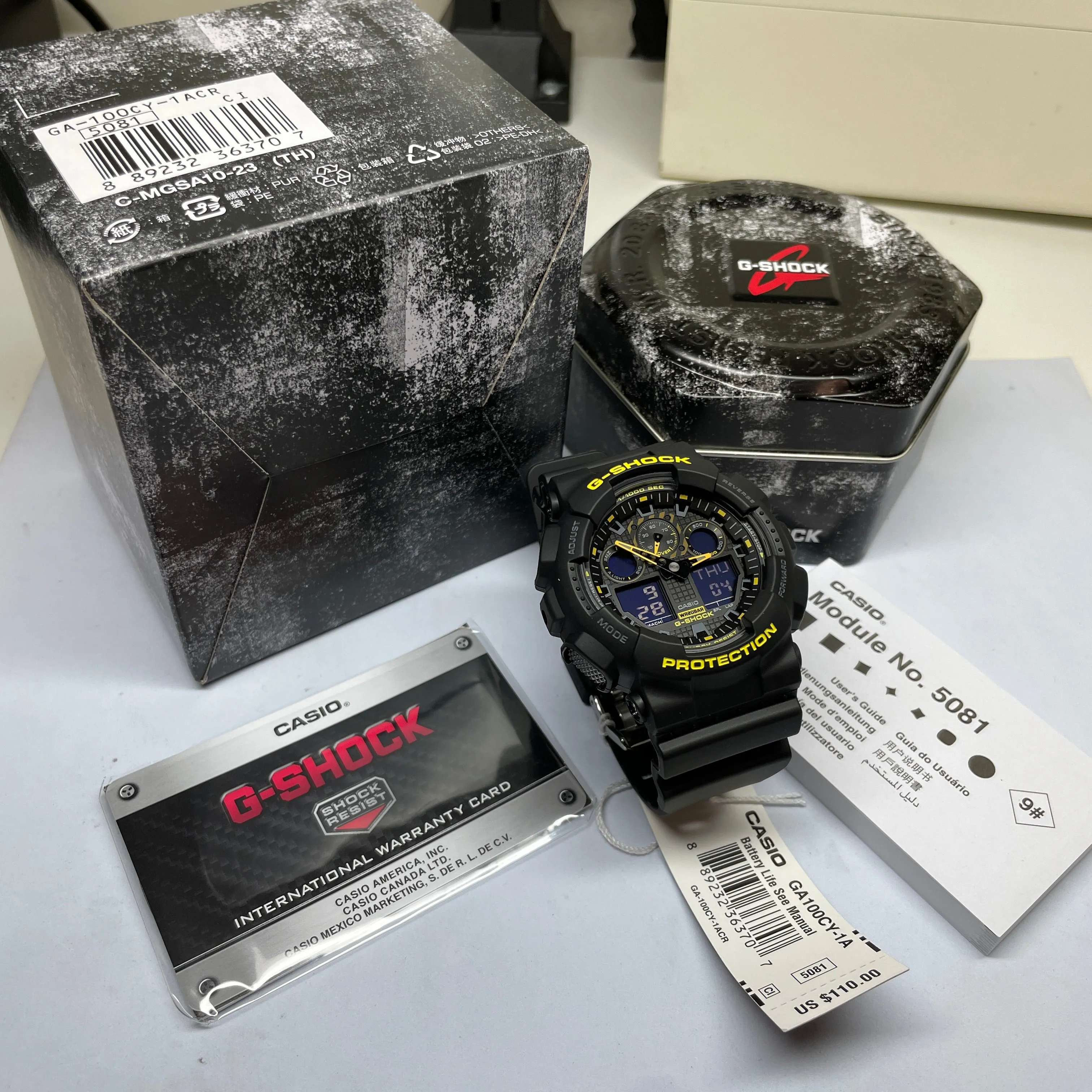 CASIO G-SHOCK GA100CY-1A Black & Caution Yellow Watch