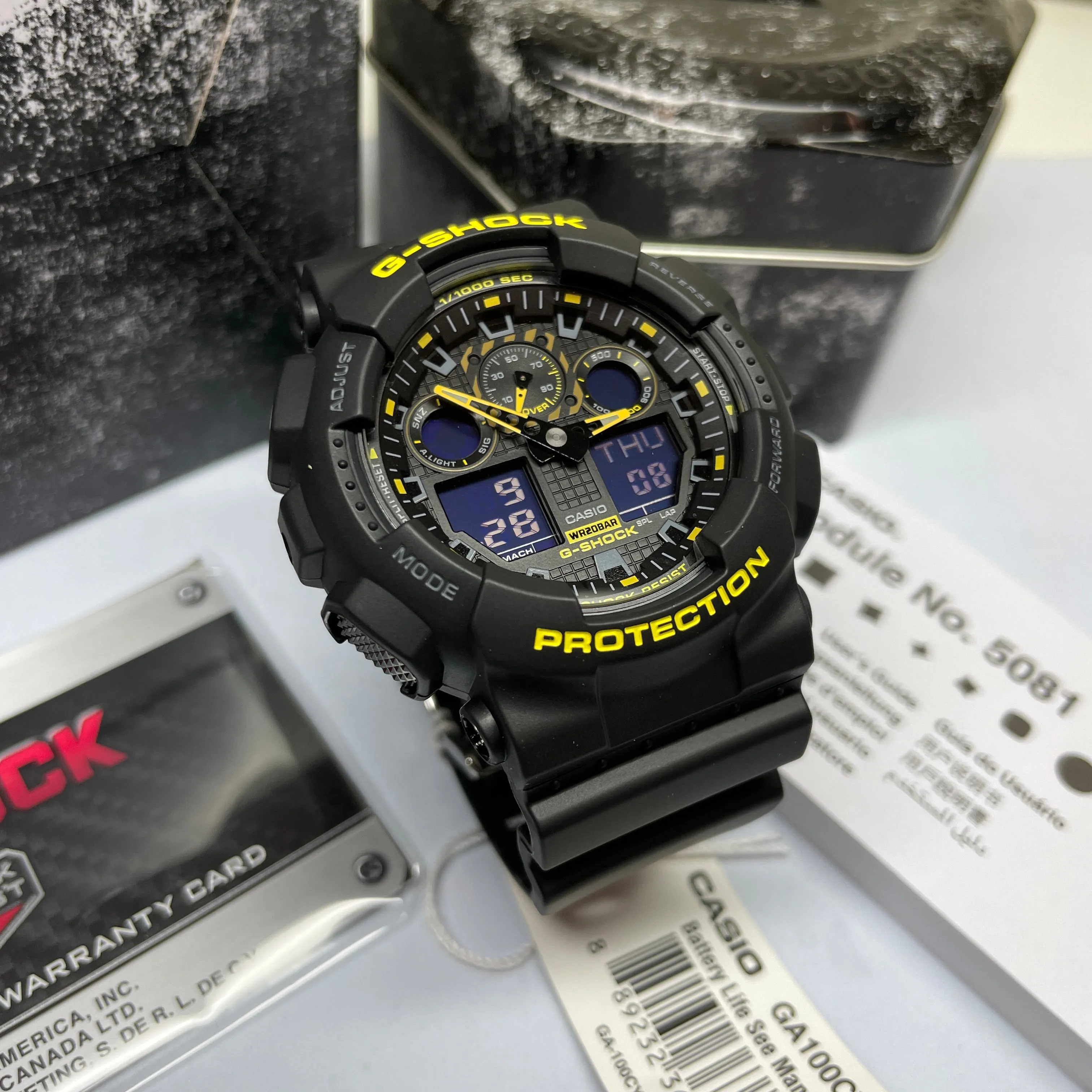 CASIO G-SHOCK GA100CY-1A Black & Caution Yellow Watch