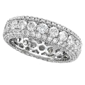 Five Row Diamond Eternity Anniversary Band Ring Prong Set 18K White Gold 3.40 carats