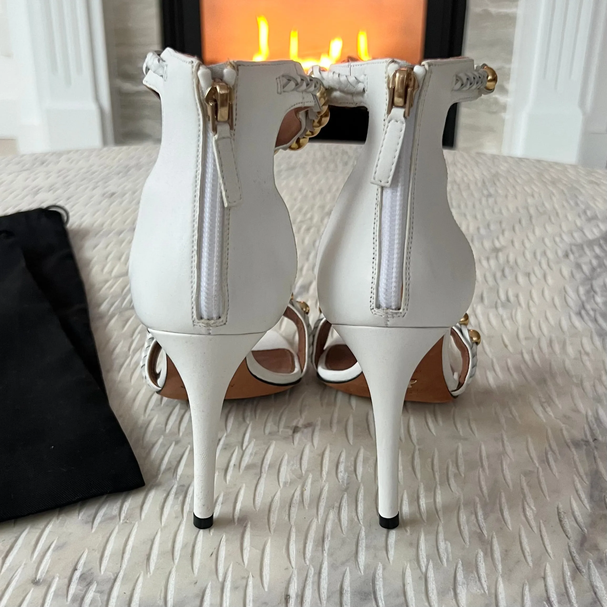 Givenchy White Gold Studded Heels