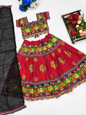 Gorgeous Festival Wear Mirror Work Kids Lehenga Choli