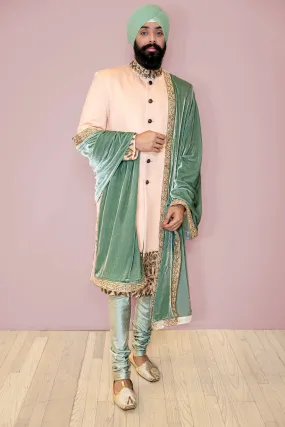 JAKE Peach Wedding Sherwani