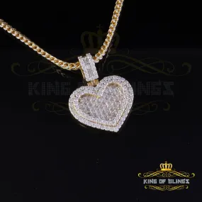 King Of Bling's 925 Yellow Silver Baguette Heart Pendant 4.00ct VVS D Clr. Moissanite for He/She