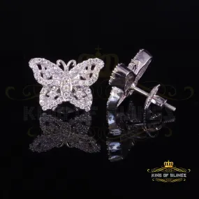 King of Bling's Men's/Women's 925 Silver White 0.50ct VVS 'D' Moissanite Butterfly Stud Earrings