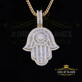 King Of Bling's Men's/Women's New Hamsa Pendant 8.0ct VVS D Moissanite Yellow Sterling Silver