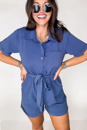 Lean On Me Dark Chambray Romper