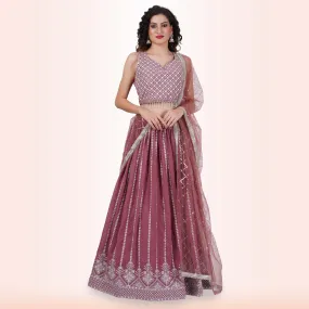 Lehenga Choli with White Sequin Work - Camelot