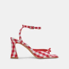 LOISE HEELS WHITE RED GINGHAM