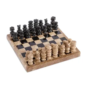 Novica Brown Challenge Marble Chess Set (5 In.)