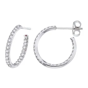 Roberto Coin X-Small 18mm Diamond Hoop Earrings 18K White Gold