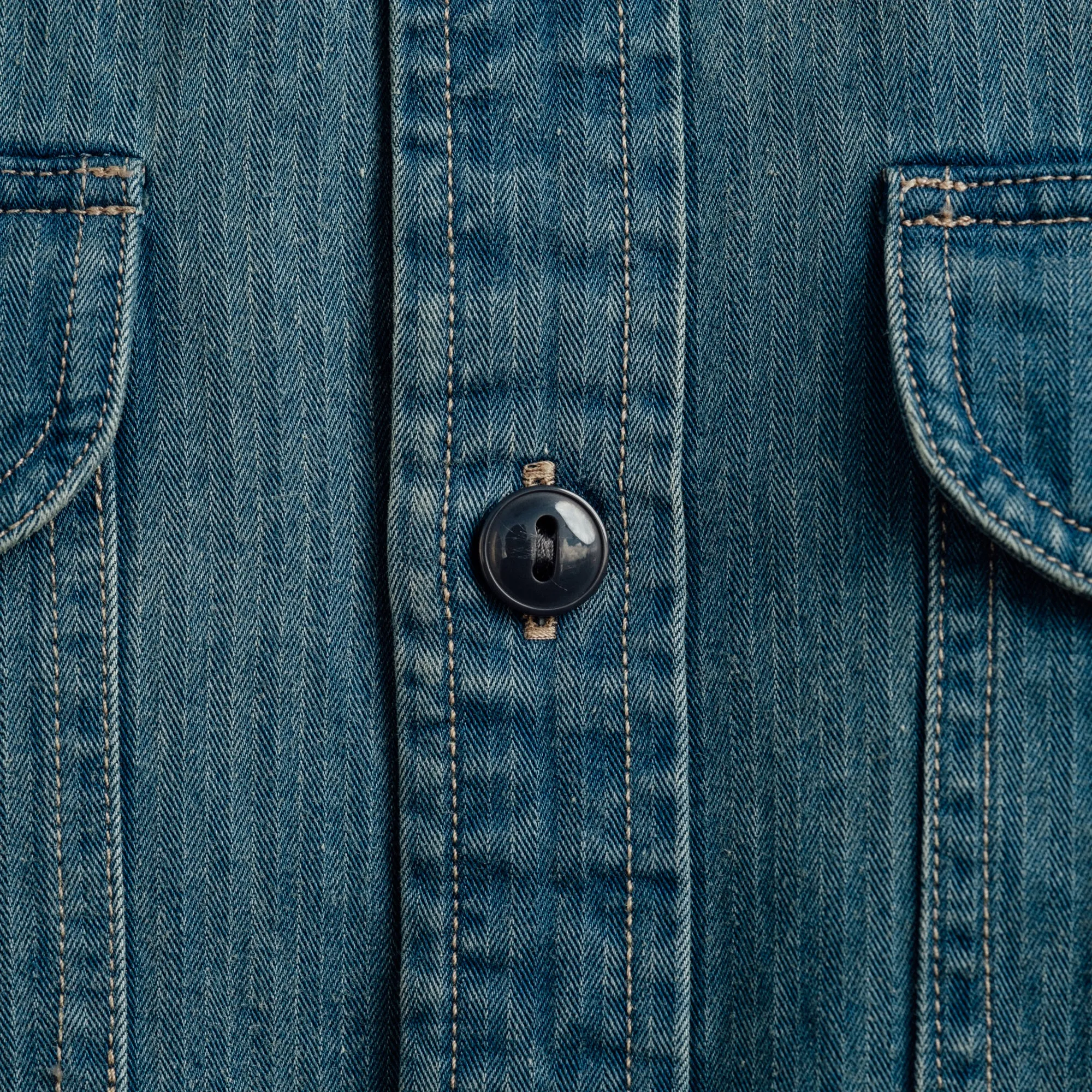 RRL Indigo Herringbone Twill Work Shirt Faded Indigo