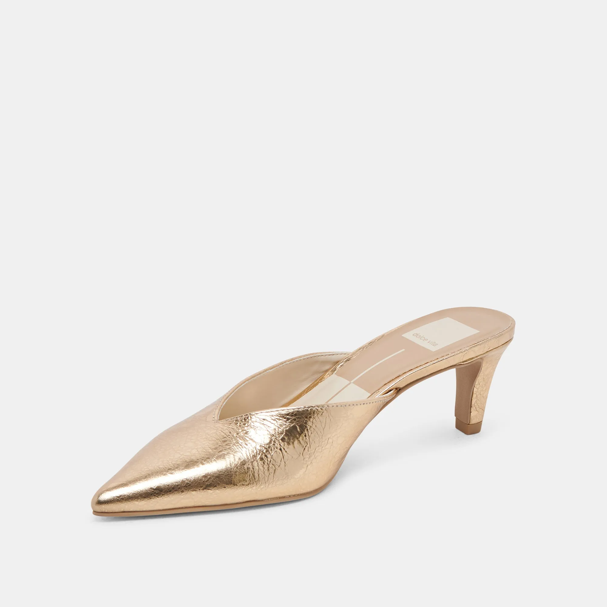 SARINA HEELS GOLD DISTRESSED LEATHER