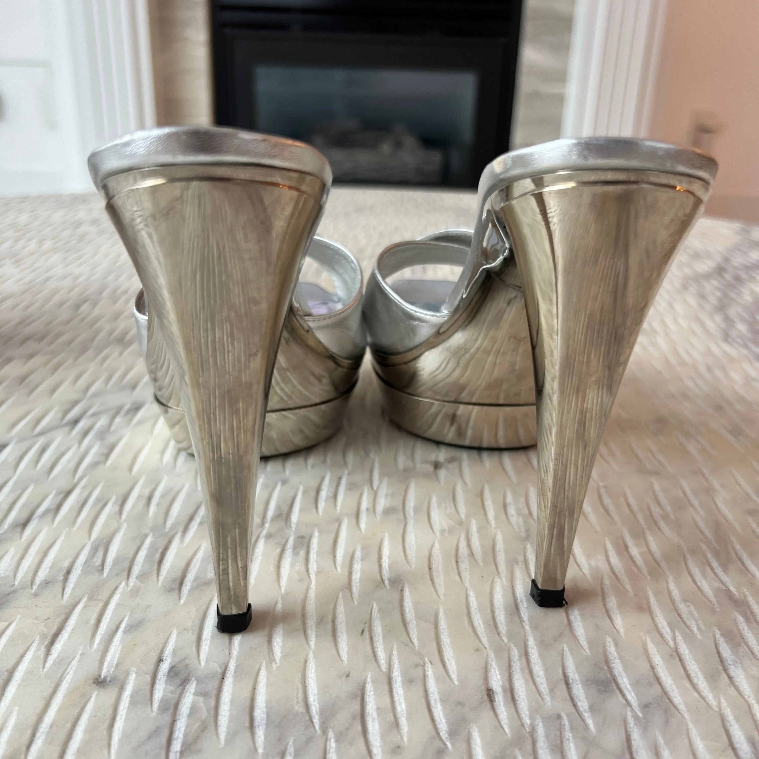 Stuart Weitzman Silver Metallic Heels