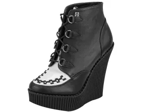 T.U.K BLACK/WHITE RUDE BOY CREEPER BOOTIE WEDGE