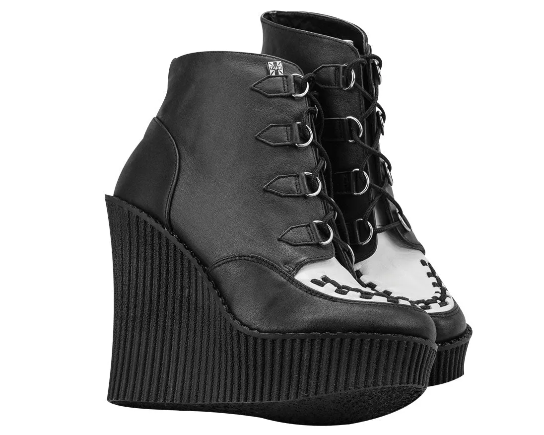 T.U.K BLACK/WHITE RUDE BOY CREEPER BOOTIE WEDGE