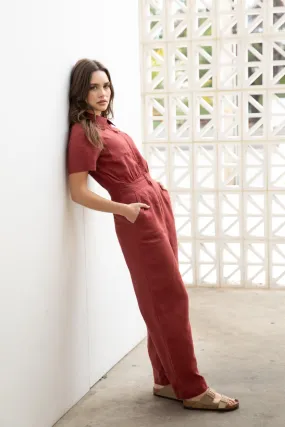 WHOLESALE - RUST LINEN Freestyler Jumpsuit